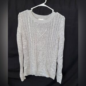Old Navy Heather Gray Cable Knit Sweater
